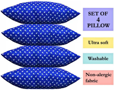 ERANC Polyester Fibre Abstract Sleeping Pillow Pack of 4(Blue)