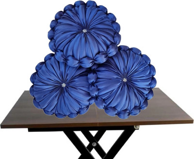 GTX Microfibre Floor Cushion Pack of 3 Solid(Blue)