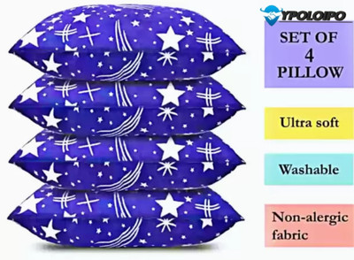 EIRINI LUXURY Polyester Fibre Solid Sleeping Pillow Pack of 4(Blue)