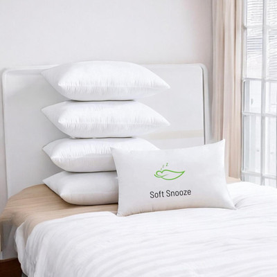 SOFT SNOOZE Microfibre Sleeping Pillow Pack of 5 Solid Luxury(White)