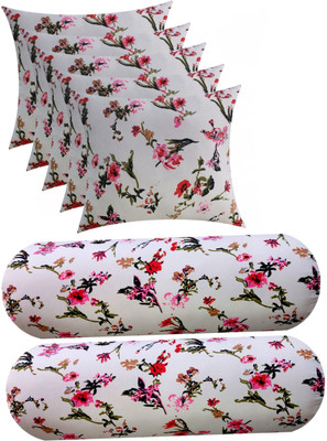 Swikon star Microfibre Floral Cushion Pack of 7(White)
