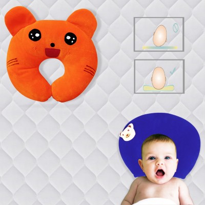 Found Fit Mustard Seeds Solid Baby Pillow Pack of 2(Orange & Blue)