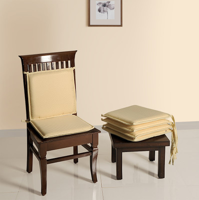 SWAYAM Foam Abstract Chair Pad Pack of 2(Cream)