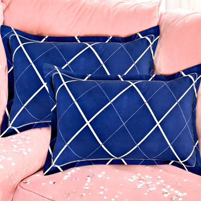 Cozy Palace Microfibre Solid Sleeping Pillow Pack of 2(Blue)