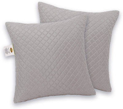ADBENI HOME NA Microfibre Solid Cushion Pack of 2(Grey)
