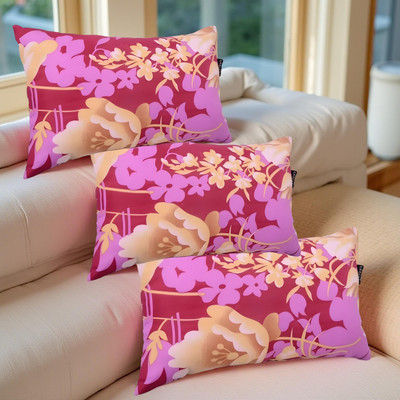 CIEZAR Luxury Polyester Fibre Solid Sleeping Pillow Pack of 3(Pink)