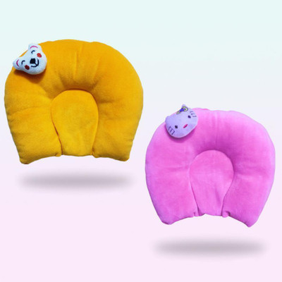 Found Fit Cotton Baby Pillow Pack of 2 Toons & Characters(Yellow & Pink)