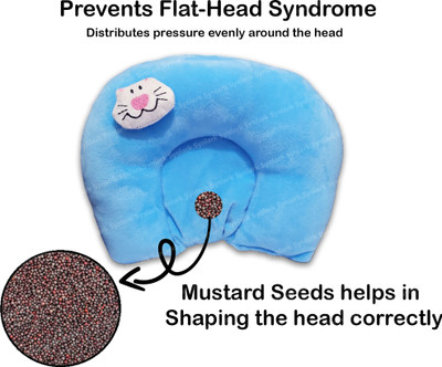 BabeDesk Mustard Seeds Toons & Characters Baby Pillow Pack of 1(Light Blue)