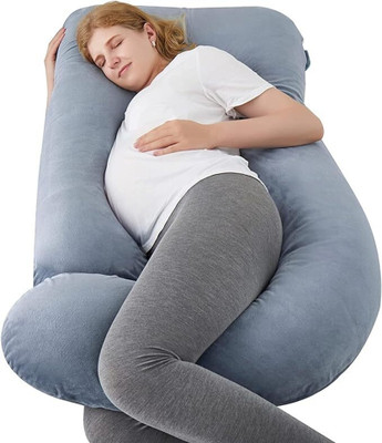 ZOXAB luxury j shape Microfibre Solid Pregnancy Pillow Pack of 1(Grey)