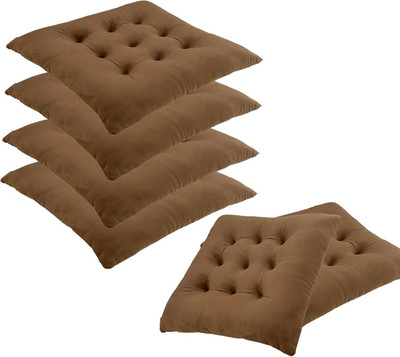 Hundur Store Microfibre Solid Chair Pad Pack of 6(Maroon)