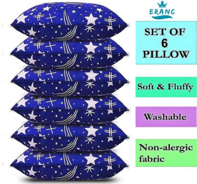 GOGA BLUE PRINT Polyester Fibre Abstract Sleeping Pillow Pack of 6(Blue)