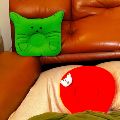 Ducudu Microfibre Solid Baby Pillow Pack of 2(Red & Green)