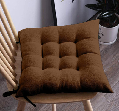softlyf Chair Pad Cushion For Indoor/outdoor Microfibre Solid Sleeping Pillow Pack of 1(Brown)