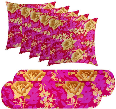 SANJU BROTHER 2 Bolester 5 Cushion Microfibre Abstract Bolster Pack of 7(Purple)