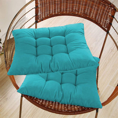Hundur Store Microfibre Solid Chair Pad Pack of 2(Sea Blue)