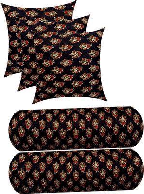 ACTOS Microfibre Floral Sleeping Pillow Pack of 5(Black, Multicolor)
