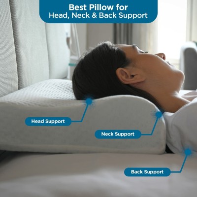 Sleepsia Sleepsia Contour Cervical Pillow Cooling Gel For Neck & Head Support - Memory Foam Solid Orthopaedic Pillow Pack of 1(White)