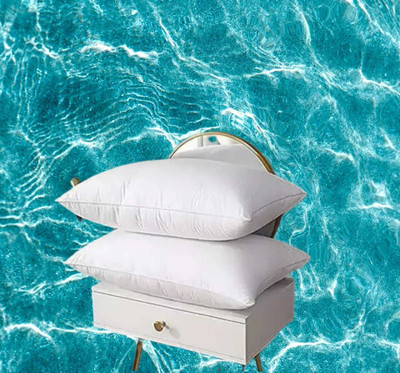 fulffystyl Polyester Fibre Sleeping Pillow Pack of 2 Abstract SOFT(White)