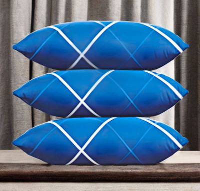 Urmila Creation LUXURY Microfibre Solid Sleeping Pillow Pack of 3(Blue)