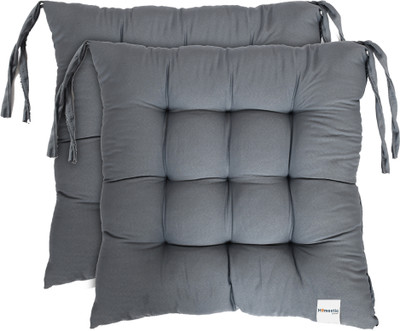 HOMESTIC by Kuber Industries Microfibre Solid Chair Pad Pack of 2(Grey)