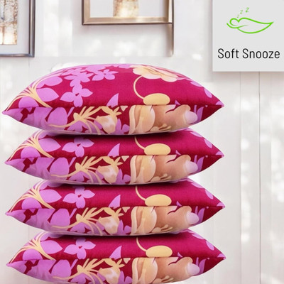 SOFT SNOOZE Microfibre Sleeping Pillow Pack of 4 Floral Ultra Soft Luxury(Pink)