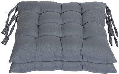 JAYAMBY Chairpad Polyester Fibre Solid Chair Pad Pack of 2(Grey)