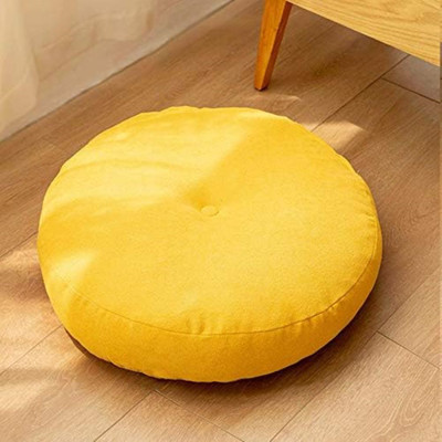 aeTHEric Microfibre Solid Floor Cushion Pack of 1(Yellow)