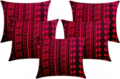 Swikon star Microfibre Geometric Cushion Pack of 5(Maroon, Black)