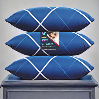 Texlux LUXURY Polyester Fibre Abstract Sleeping Pillow Pack of 3(Blue)