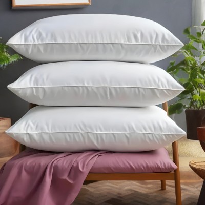 YPOLOIPO LUXURY Polyester Fibre Abstract Sleeping Pillow Pack of 3(White)