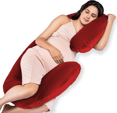 Daddy Cool Full Body C Shaped velvet Microfibre Solid Pregnancy Pillow Pack of 1(Maroon)