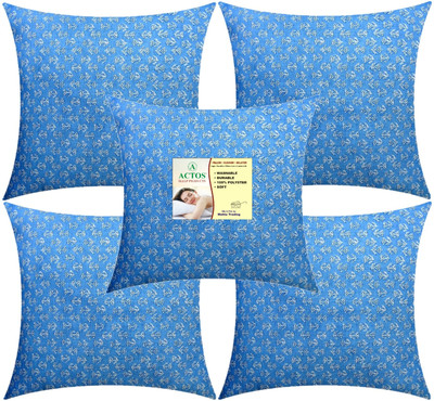 ACTOS Microfibre Floral Cushion Pack of 5(Light Blue)