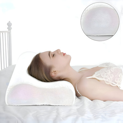 VIV-ATIQ Cervical Contour Memory Foam Pillow / Stomache / Side Sleepers / Anti-Snoring Memory Foam Solid Orthopaedic Pillow Pack of 1(Dark White)