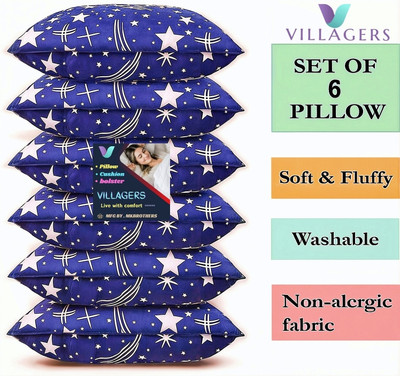 NKSNIMYSTORE LUXURY Microfibre Abstract Sleeping Pillow Pack of 6(Blue)