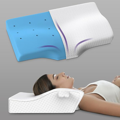 LA VERNE Memory Foam Sleeping Pillow Pack of 1 Solid Cool Gel Contour Cervical for Neck and Shoulder Pain(Cervical)