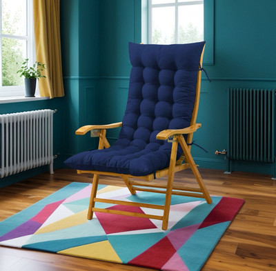 SOFT SNOOZE Microfibre Chair Pad Pack of 1 Solid Soft(Blue)