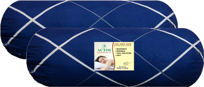 ACTOS Microfibre Geometric Bolster Pack of 2(Blue, White3)