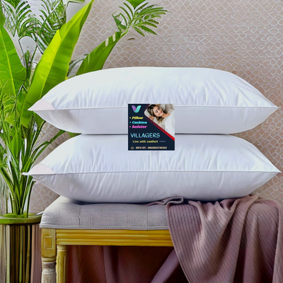 VILLAGERS Polyester Fibre Sleeping Pillow Pack of 2 Abstract LUXURY(White)