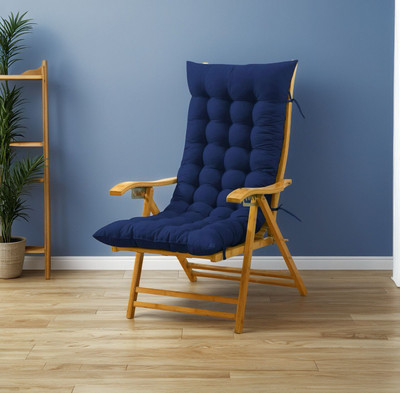 SOFT SNOOZE Microfibre Chair Pad Pack of 1 Solid Soft(Blue)