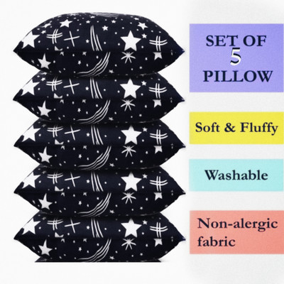 VILLAGERS Polyester Fibre Abstract Sleeping Pillow Pack of 5(Black)