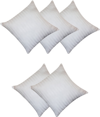 Hoolloomooloo sofa pillows 16x16 inch cushion fillers for sofa pillows (40cm*40cm) Polyester Fibre Stripes Cushion Pack of 5(White)