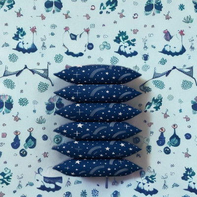 CATHROL Cotton Sleeping Pillow Pack of 6 Abstract 6 Pillows(Blue)