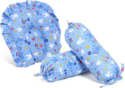 Tinitot Mustard Seeds, Cotton Baby Pillow Pack of 3 Animals Baby Pillow Set With Bolsters(Blue)
