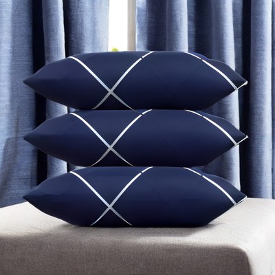 EIRINI LUXURY Microfibre Solid Sleeping Pillow Pack of 3(Blue)