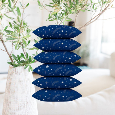 CATHROL Polyester Fibre Sleeping Pillow Pack of 6 Abstract 6 Pillows(Blue)