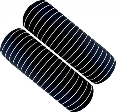 Changers Round Bolster Microfibre Abstract Bolster Pack of 2(Black, White)