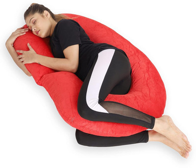 ZOXAB Luxury U Shape Polyester Fibre Solid Pregnancy Pillow Pack of 1(Red)