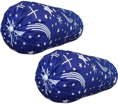SANJU BROTHER Microfibre Abstract Bolster Pack of 2(Blue)
