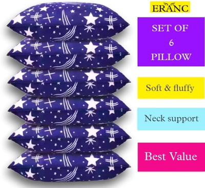 ERANC LUXURY Polyester Fibre Abstract Sleeping Pillow Pack of 6(Blue)