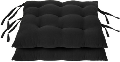 KUBER INDUSTRIES Microfibre Solid Chair Pad Pack of 2(Black)